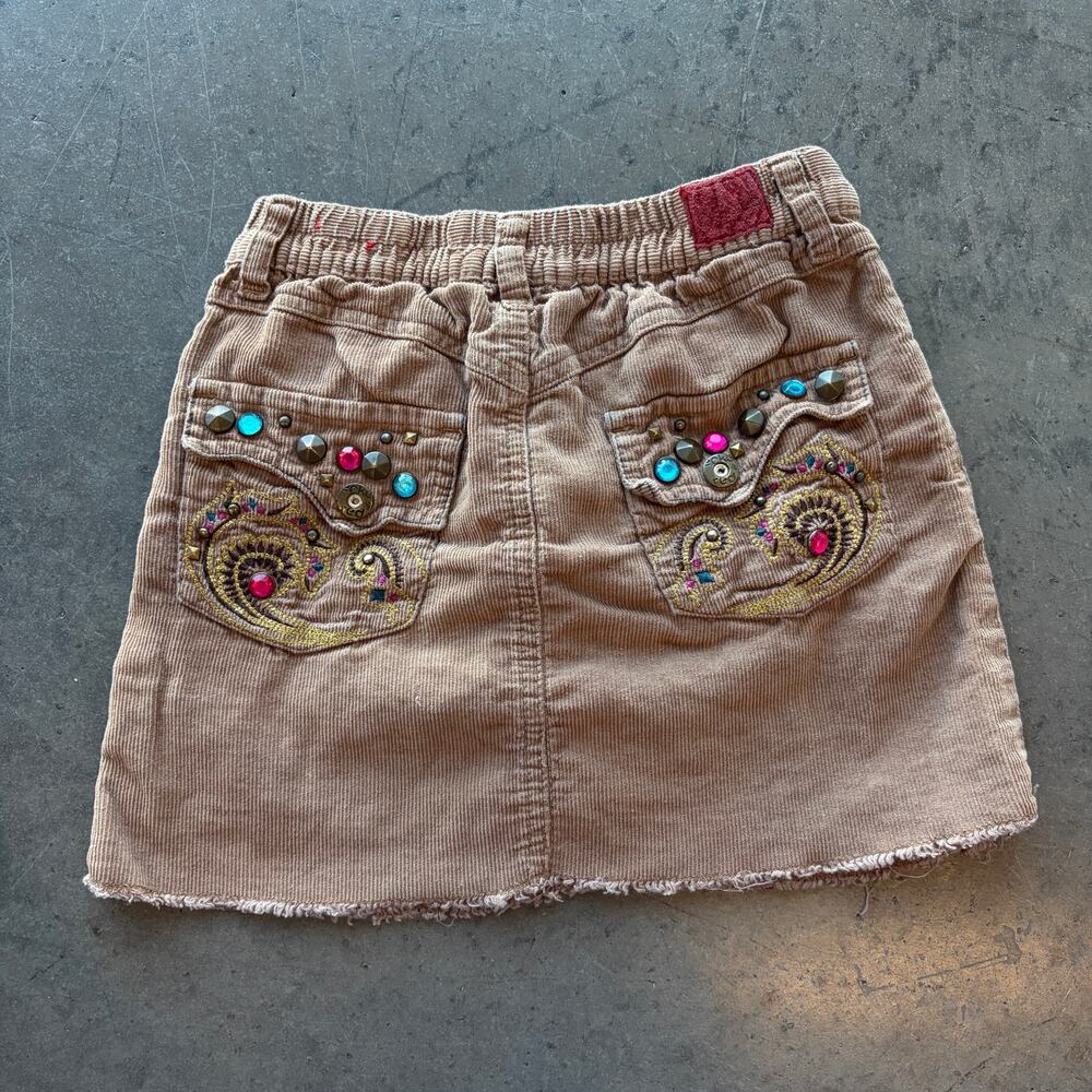 Vintage Y2k Corduroy Ecko Red Rhinestone Mcbling Preppy Skirt Youth 6X
